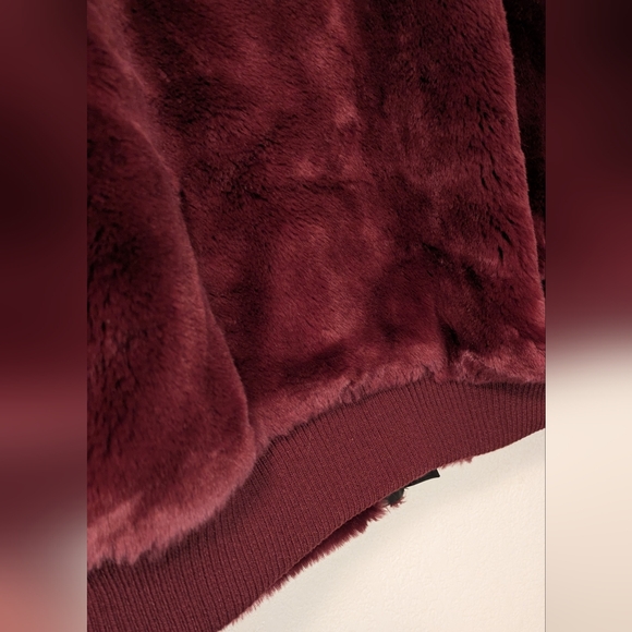 Free People Burgundy Faux Fur Jacket - Picture 5 of 11